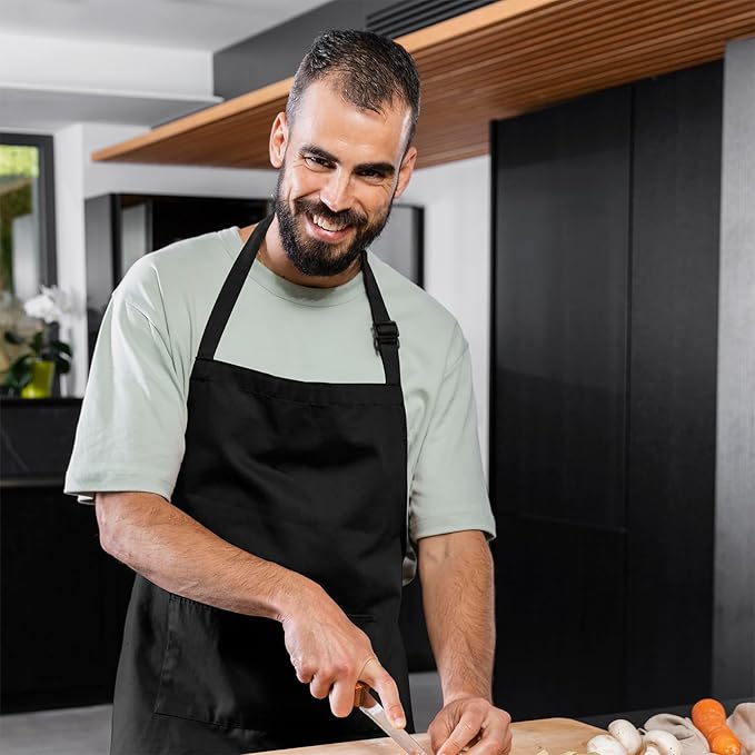 Adjustable Bib Apron 100% Polyester Kitchen Aprons Waterdrop Resistant Aprons - Image 2
