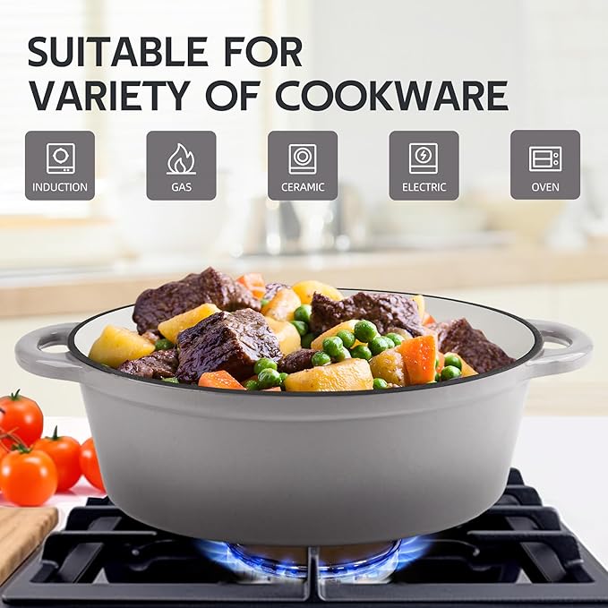 5.5 Quart Oval Enameled Cast Iron Dutch Oven Pot
