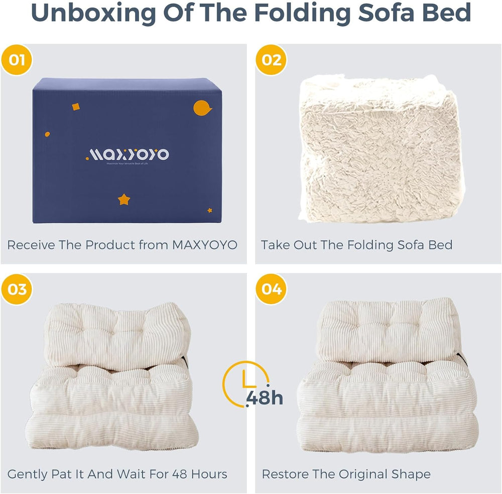 MAXYOYO Folding Sofa Bed, Convertible Chair Bed with Pillow