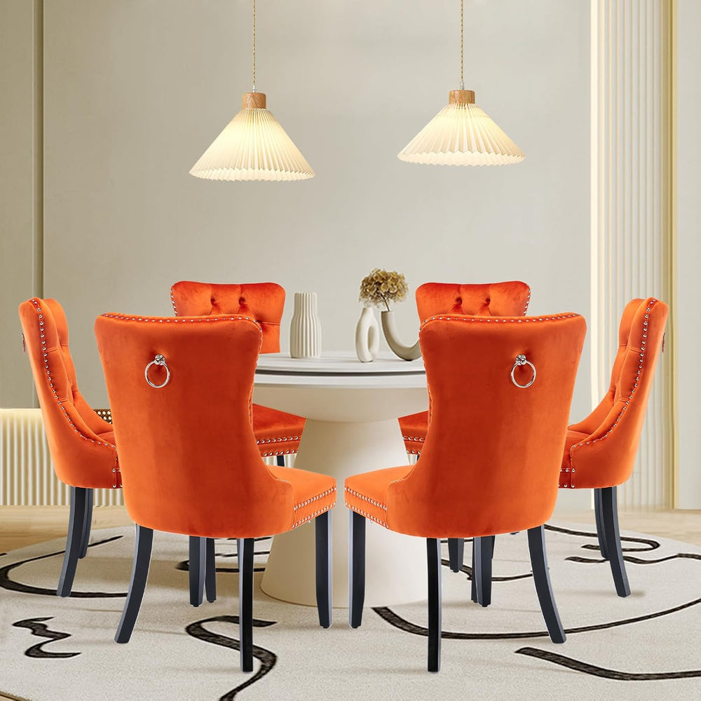 Velvet Upholstered Dining Chairs Set of 8, Modern Style Kitchen Side Chairs w...