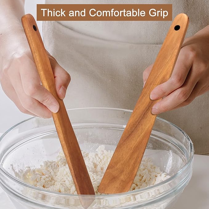 Flat Wooden Spatula for Kitchen Utensil Spurtle Kitchen Tool Turner Teak Wood - Image 3