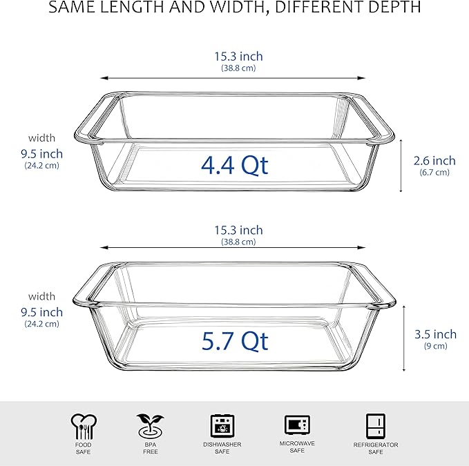 Set of 2 pcs Tempered Glass Baking Dish Set, Deep and Classic Borosilicate