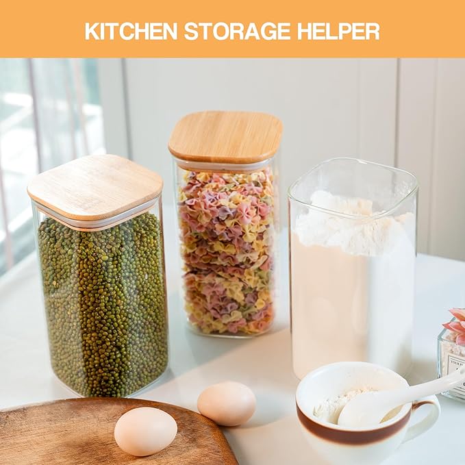 6-Pack Glass Food Storage Jars Set, 37oz Airtight Clear Canisters - Image 4