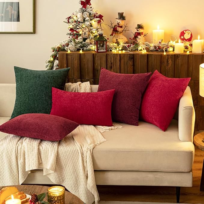 MIULEE Pack of 2 Red Couch Throw Pillow Covers 18x18 Inch Soft Cushion Covers - Image 7