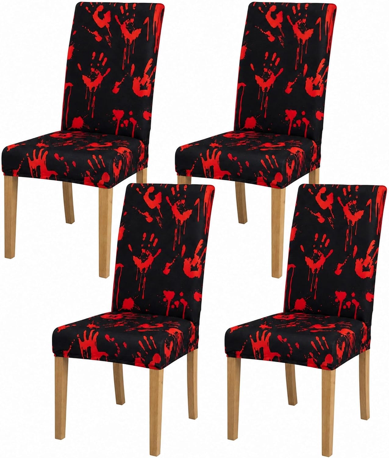 Halloween Chair Covers, Spooky Dining Chair Slipcovers, Stretch Fit | 4 Pack,Halloween Decor,Spooky Chair Covers,Stretch Fit, Washable,Dining Chair Slipcovers,Holiday Furniture Cover