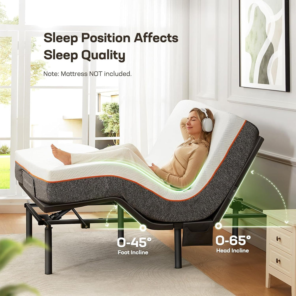 Marsail MS01 Twin XL Adjustable Bed Base Frame, 4 Ports USB A&C Adjustabl...