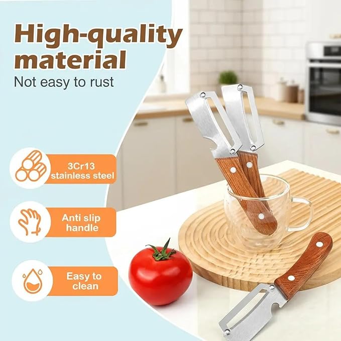 Roselli Wooden-Handled Stainless Steel Shredder and Peeler, Stainless Steel - Image 4