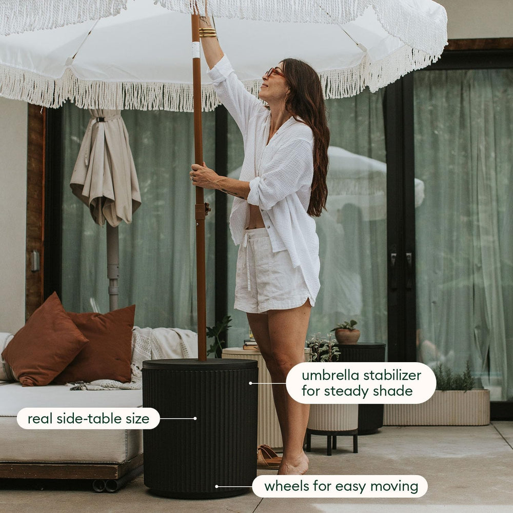 Veradek Umbrella Side Table - Outdoor Patio Table with Umbrella Hole