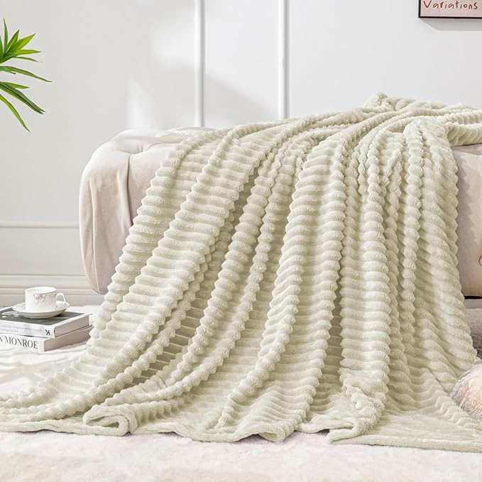 BEDELITE Fleece Blanket Twin Size – 3D Ribbed Jacquard Soft and Warm Decorative by BEDELITE