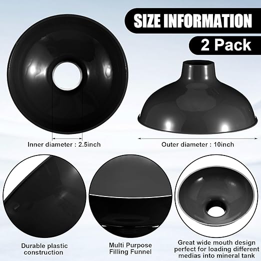 Vesici 2 Pack Extra Large Wide Mouth Funnel Black 2.5" x 10" Multi Purpose - Image 2