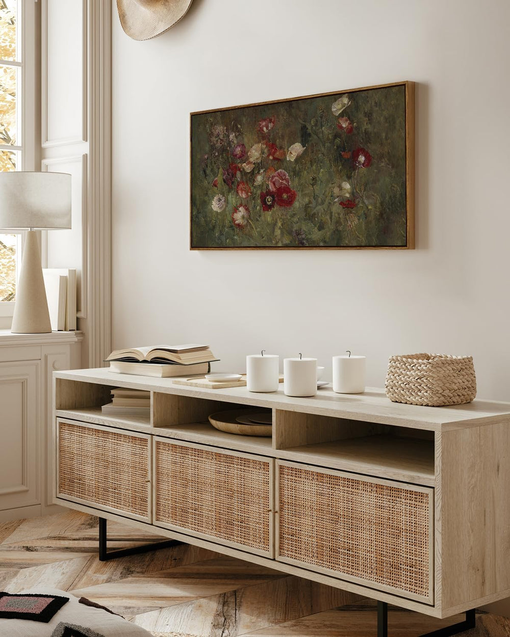 InSimSea Extra Large Framed Vintage Wall Art, Rustic Floral,40x20in