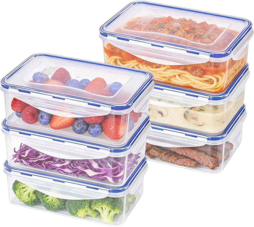 KIGI Airtight Reusable Meal Prep Containers, Leak-Proof & Stackable, 4-Sided
