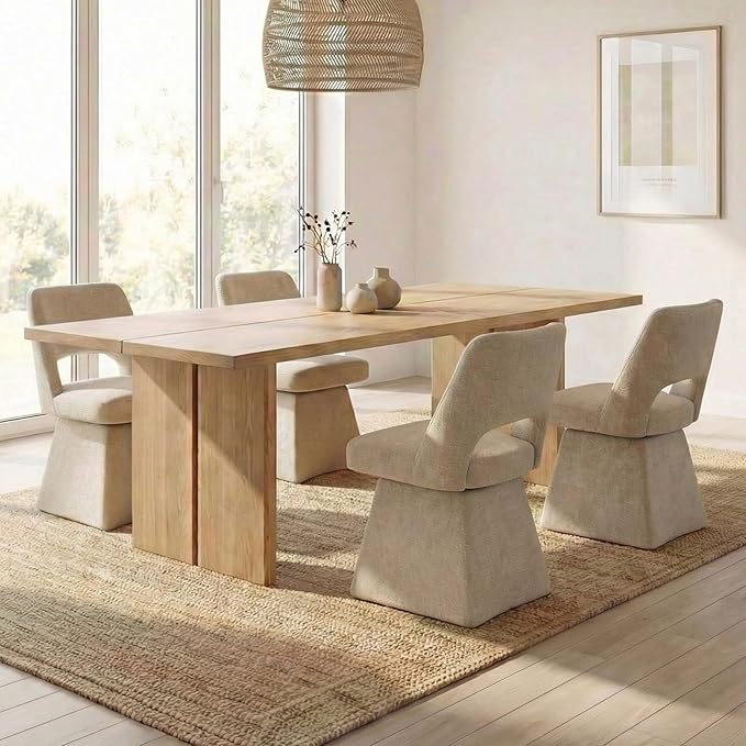 VKNOW Upholstered Swivel Dining Chairs Set of 2, Modern Dining Room Chairs wi...