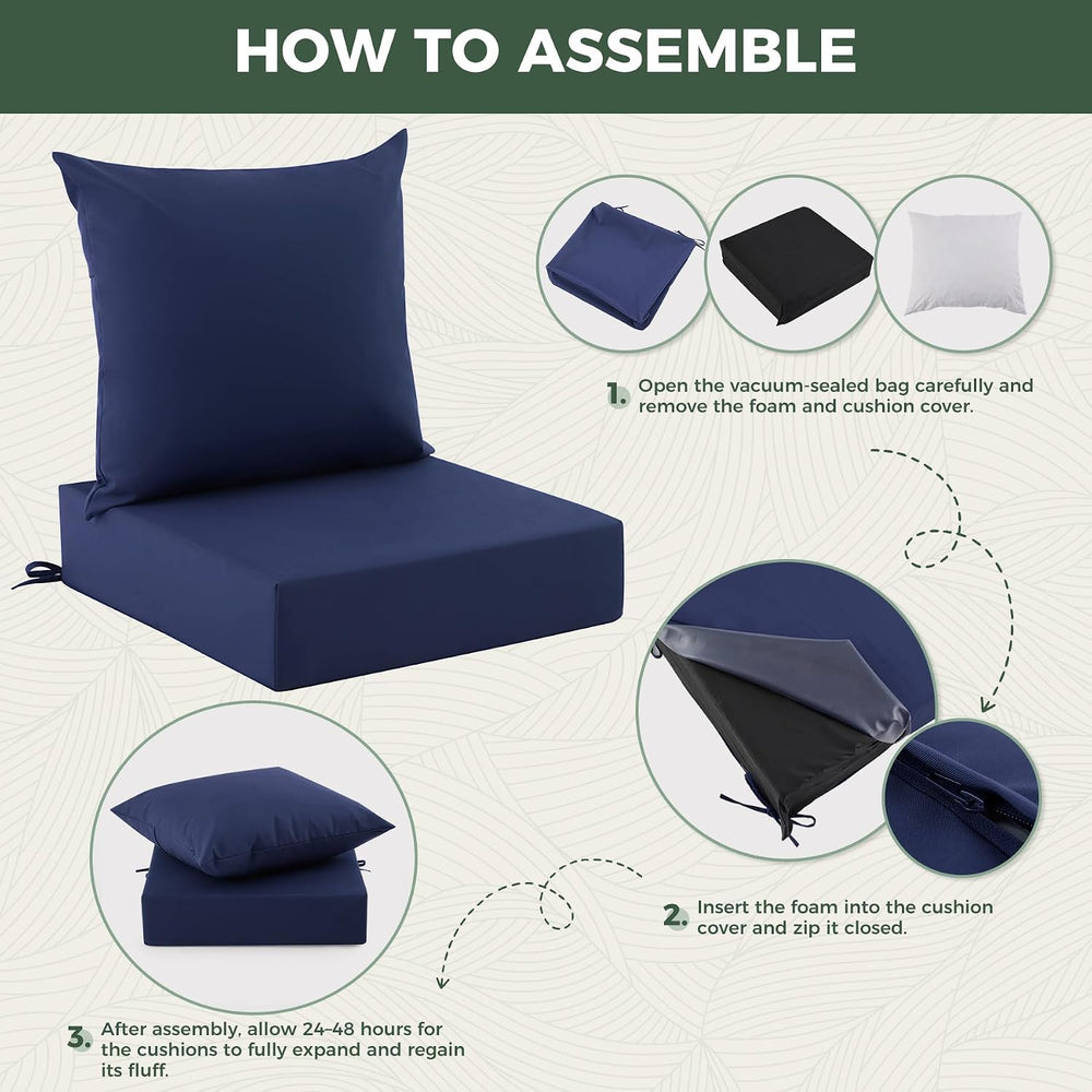 Outdoor Chair Cushions, Waterproof & Fade Resistant Patio Cushions