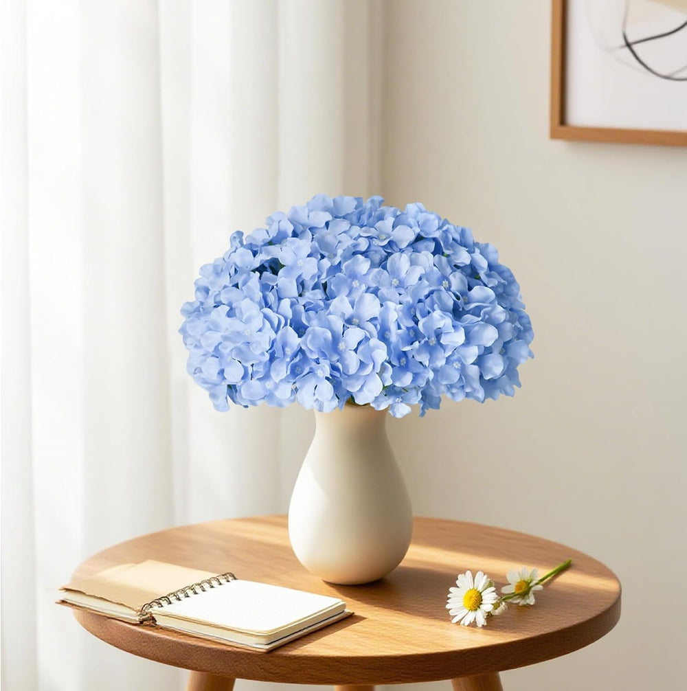 65Pcs Blue Hydrangea Artificial Flowers Bulk for Home Decor