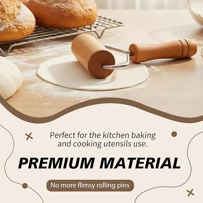 Pizza Rolling Pin Small Rolling Pin Wooden Dough Roller Non Stick Pizza Dough - Image 4