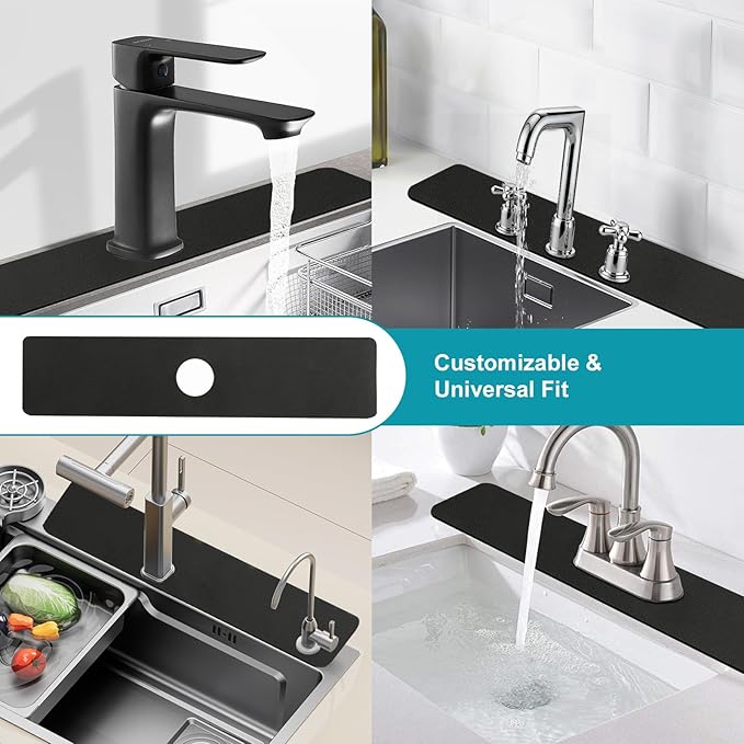 Customizable 24"L x 5.5"W Kitchen Sink Faucet Mat & 24"Lx16"W Dish Drying Mat - Image 3