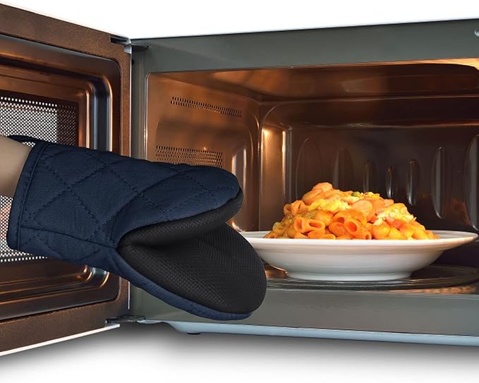 Short Oven Mitts, Heat Resistant 500°F, Silicone Grip Kitchen Gloves, Non-Slip - Image 7