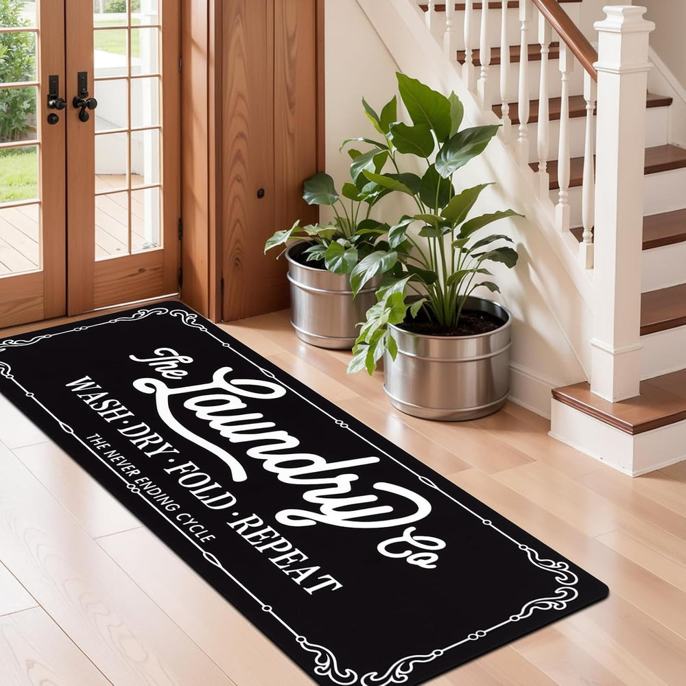 Pauwer Laundry Room Rug Runner 24"x60", Non Slip Waterproof Mat, Bl...