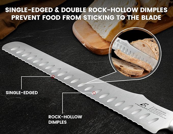 CoquusAid Bread Knife for Homemade Bread, 9 Inch Multifunction Serrated Knife - Image 4