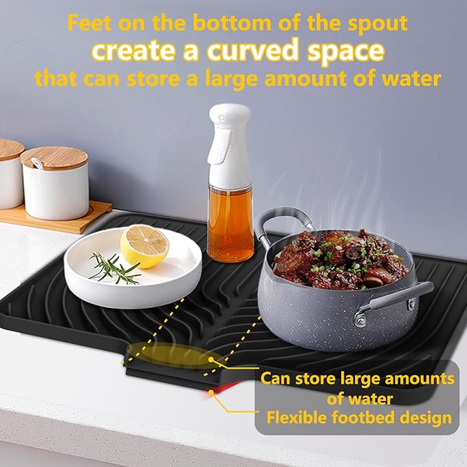 Silicone Dish Drying Mat for Kitchen Counter, Dish Drying Rack Mat - Image 4
