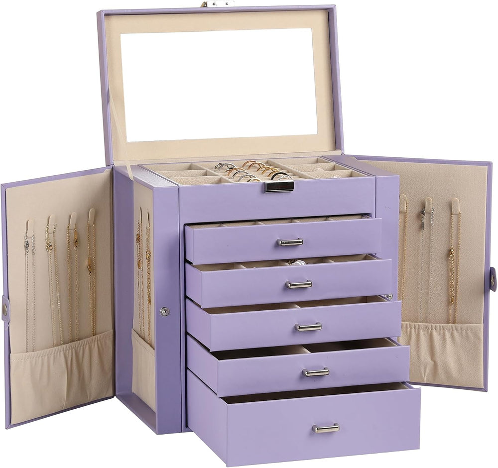 Frebeauty 6-Layer Jewelry Box for Women,Large Jewelry Organizer with Drawer