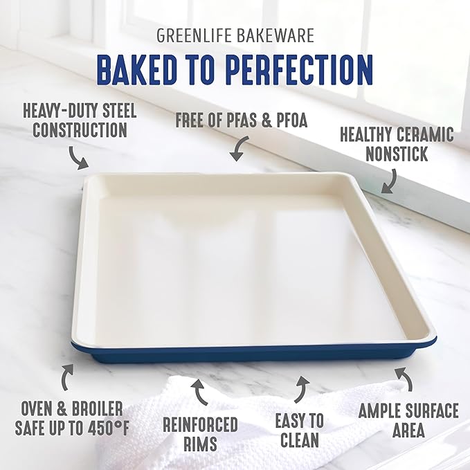 GreenLife Bakeware 18” x 13” Half Cookie Sheet Baking Pan, Non-Toxic PFAS-Free - Image 3