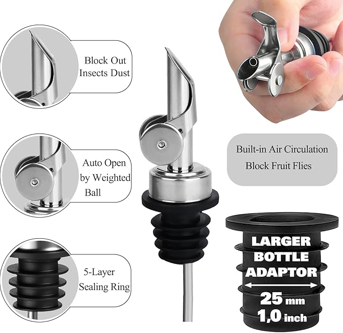 Olive Oil Pour Spout with Adapters, Oils Pourer - Image 3