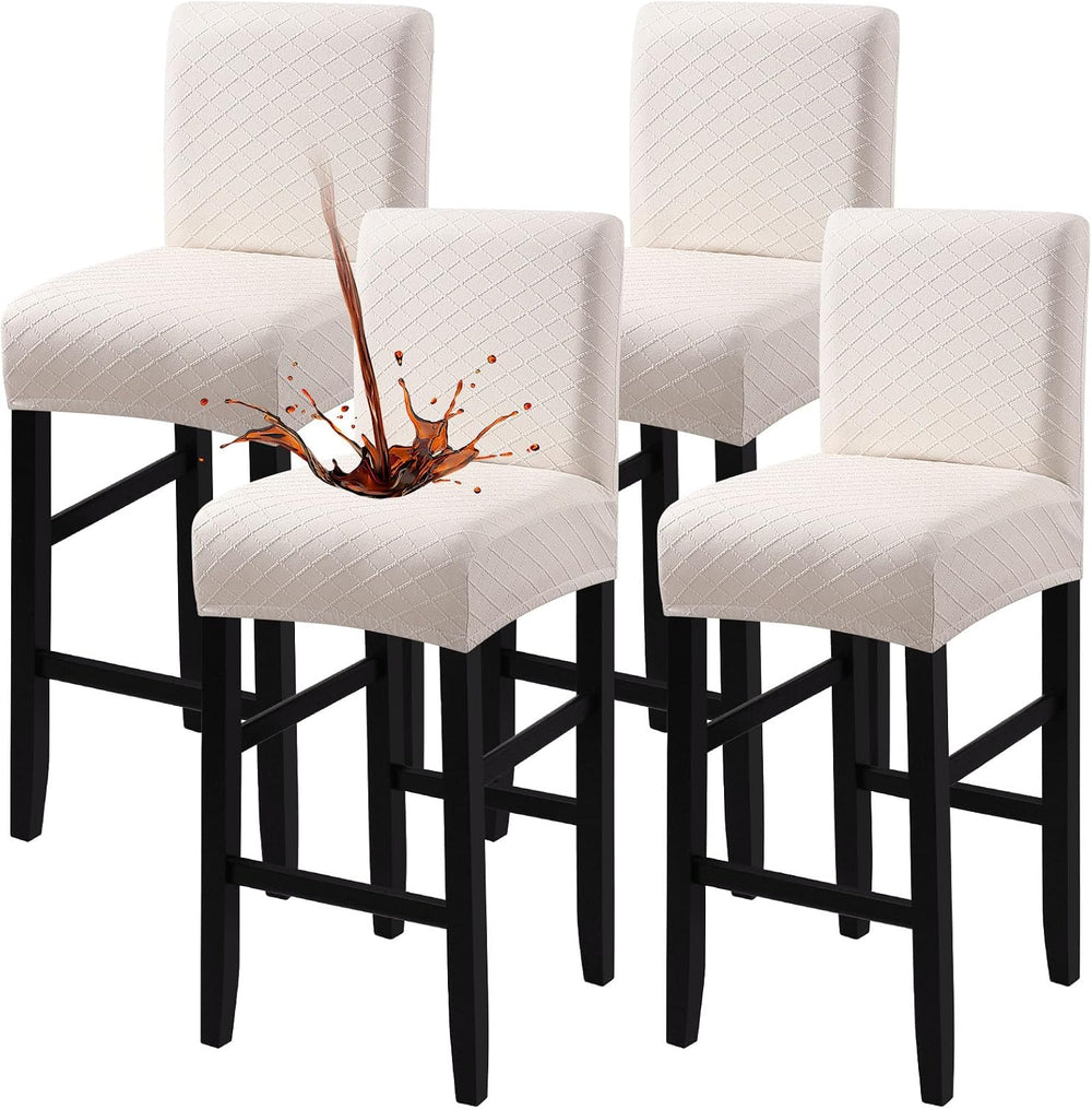 Fuloon Waterproof Barstool Covers Chair Slipcovers, Pale Beige, 4 Pack | Stre...
