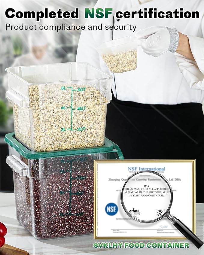 4L NSF Food Storage Containers: 4 PCS Commercial Clear Food Storage Containers - Image 4