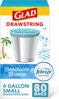 Glad Small Trash Bags 4 Gallon, Febreze Beachside Breeze Garbage Bags, Odor by GladTrashFoodStorage