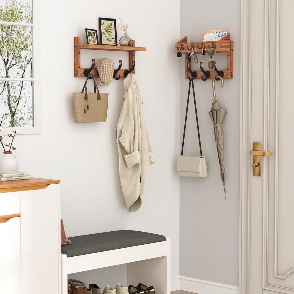 Evermagin 29" Coat Rack Wall Mount with Shelf, 4 in 1 Wall Mounted Coat ...