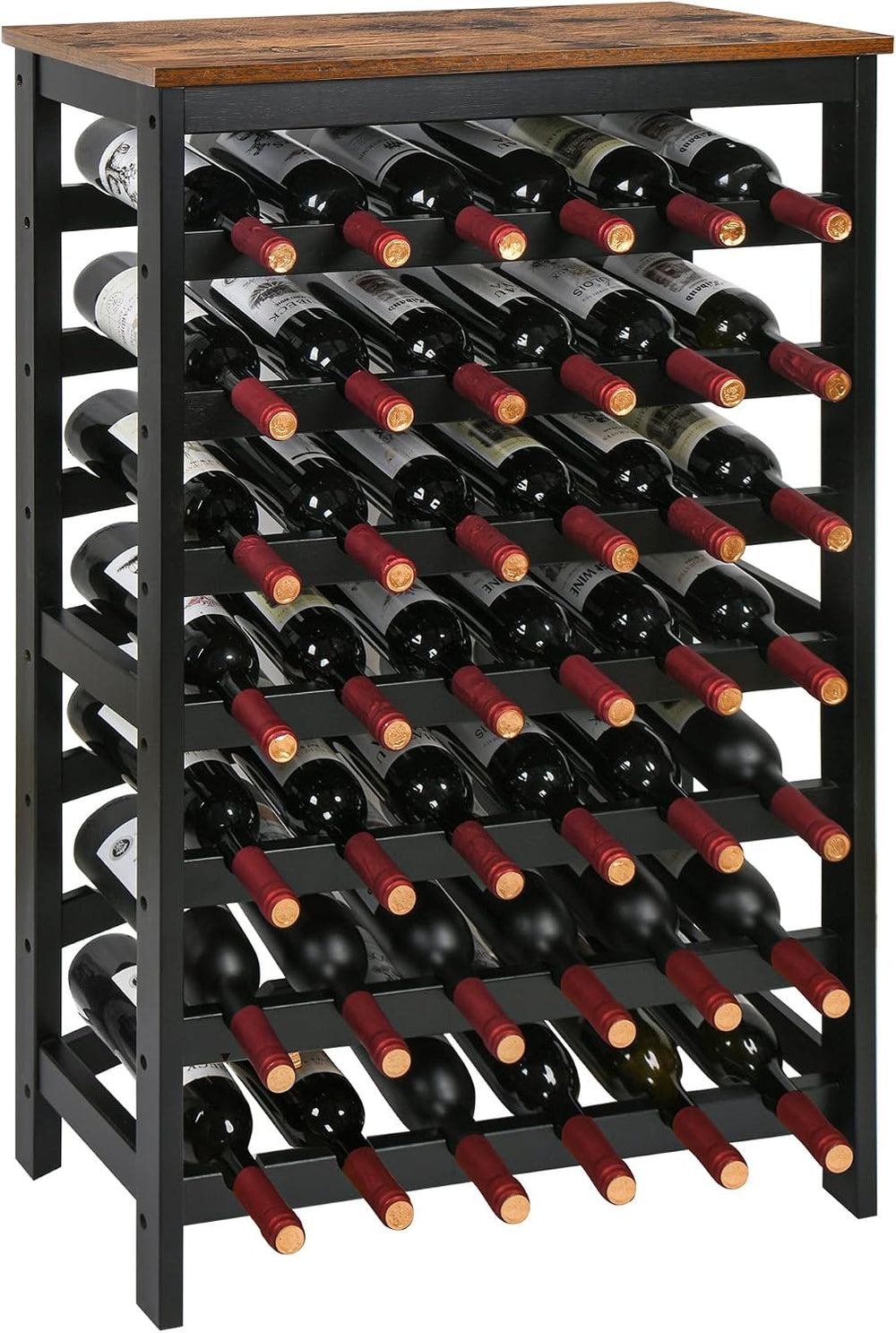 VASMIA 42 Bottles Bamboo Wine Rack,7-Tier Wine Rack Freestanding Floor with T...