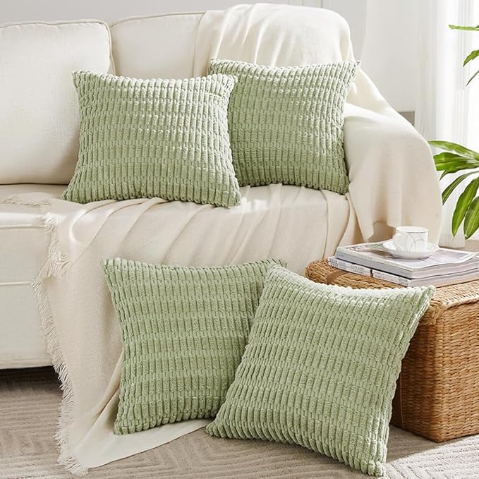 Fancy Homi 4 Packs Sage Green Decorative Throw Pillow Covers 26x26 Inch by Fancy+Homi
