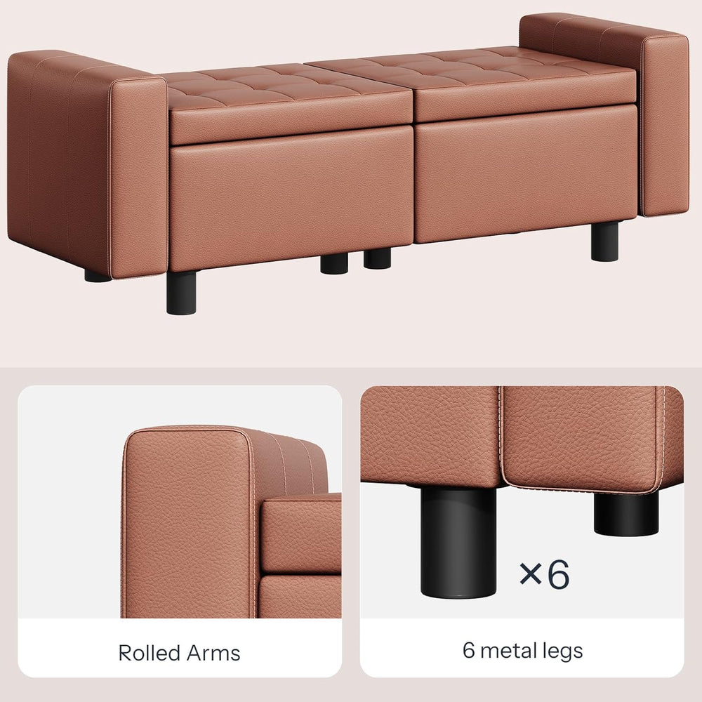 HOOBRO Ottoman with Storage, 46.7'' Storage Ottoman Bench with Safety...