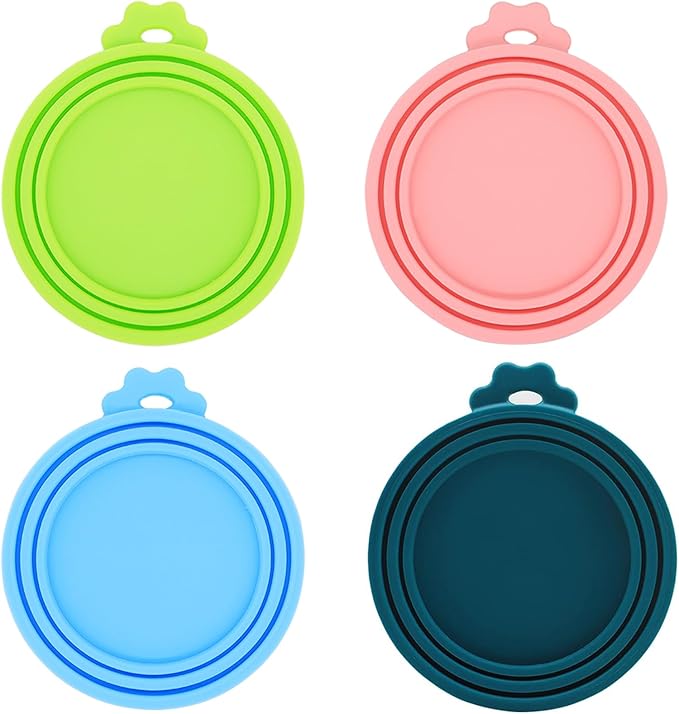 Can Lids | 4 Pack | Universal BPA Free Silicone Pet Food Can Covers | Fit Most by IVIA+PET
