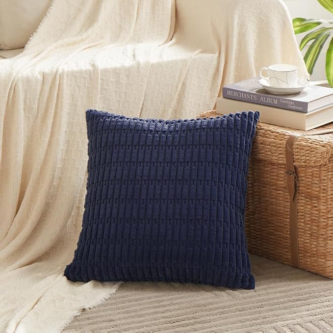Fancy Homi 4 Packs Navy Blue Decorative Throw Pillow Covers 22x22 Inch - Image 2