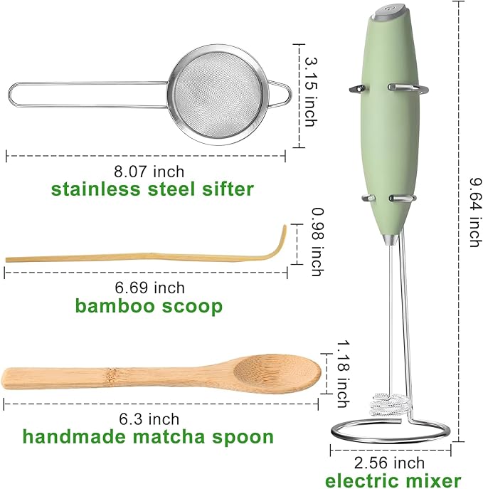 Electric Matcha Whisk Set 4 PCS Matcha Making Kit Powder Mixer Electric Milk - Image 8