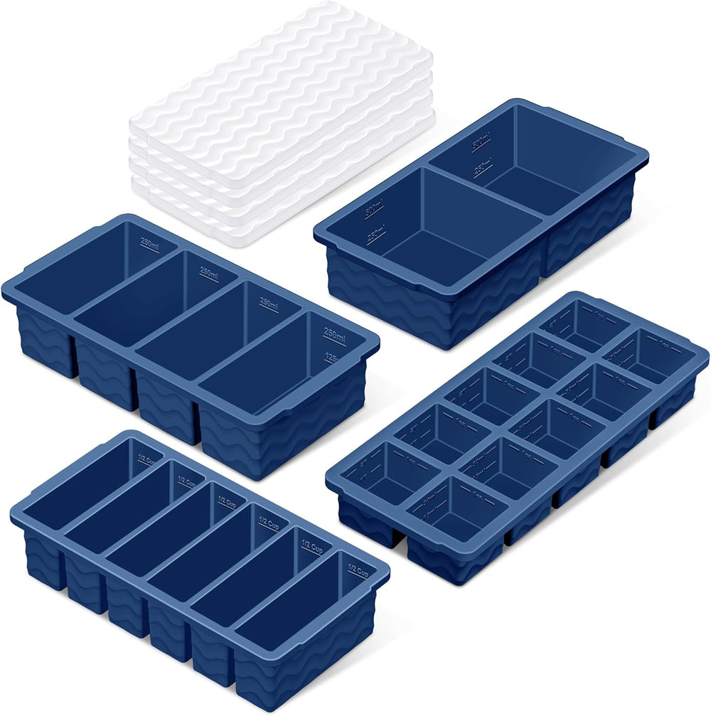 Silicone Freezer Trays with Lid (4-Pack), 1-Cup, 2-Cup, 1/2-Cup & 2-Tbsp ...