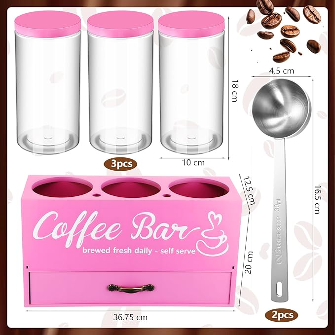 3 Pcs Coffee Bar Containers Set Include Coffee Sugar Container