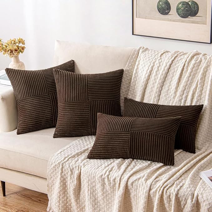 MIULEE Dark Brown Decorative Throw Pillow Covers 20x20 Inch - Image 4