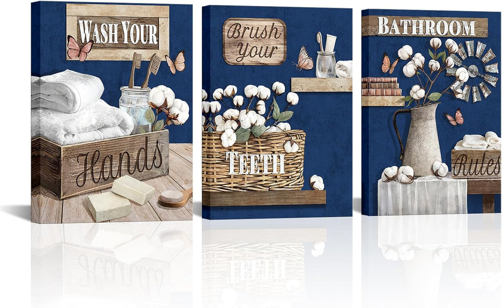 LoveHouse Bathroom Wall Art Rustic Bathrom Canvas Wall Art Farmhouse Bathroom...