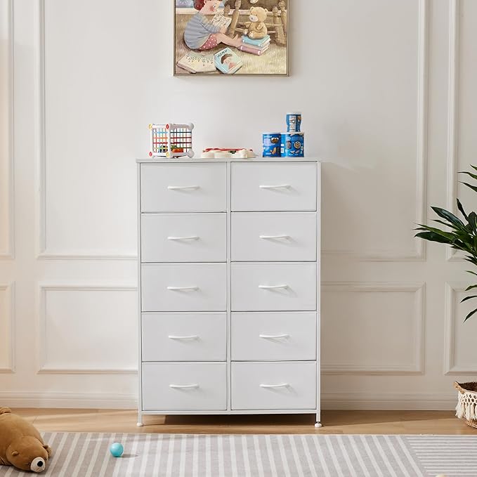 Sweetcrispy 10 Drawer Fabric Dresser Tall Chest Storage Organizer Tower - Image 7