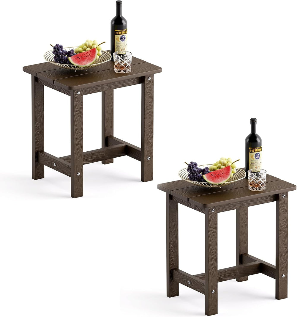 LUE BONA Outdoor Side Table Set of 2, HDPS Small Outdoor Table, Adirondack Si...