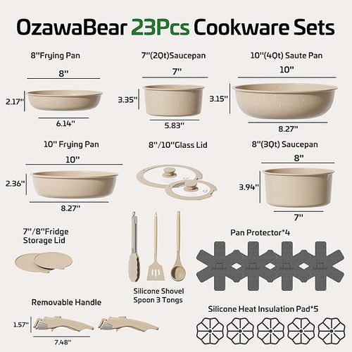 23 Pcs Pots and Pans Set Non Stick, Ceramic Cookware Set Non Toxic - Image 2