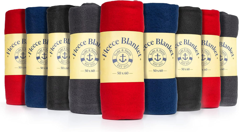 Yacht & Smith 12 Pack Of Soft Fleece Blankets 50 X 60, Lightweight, Cozy ...