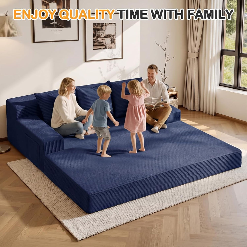 3 Seater Boneless Couch Sofa Bed, 78'' Corduroy Oversized Loveseat Fo...