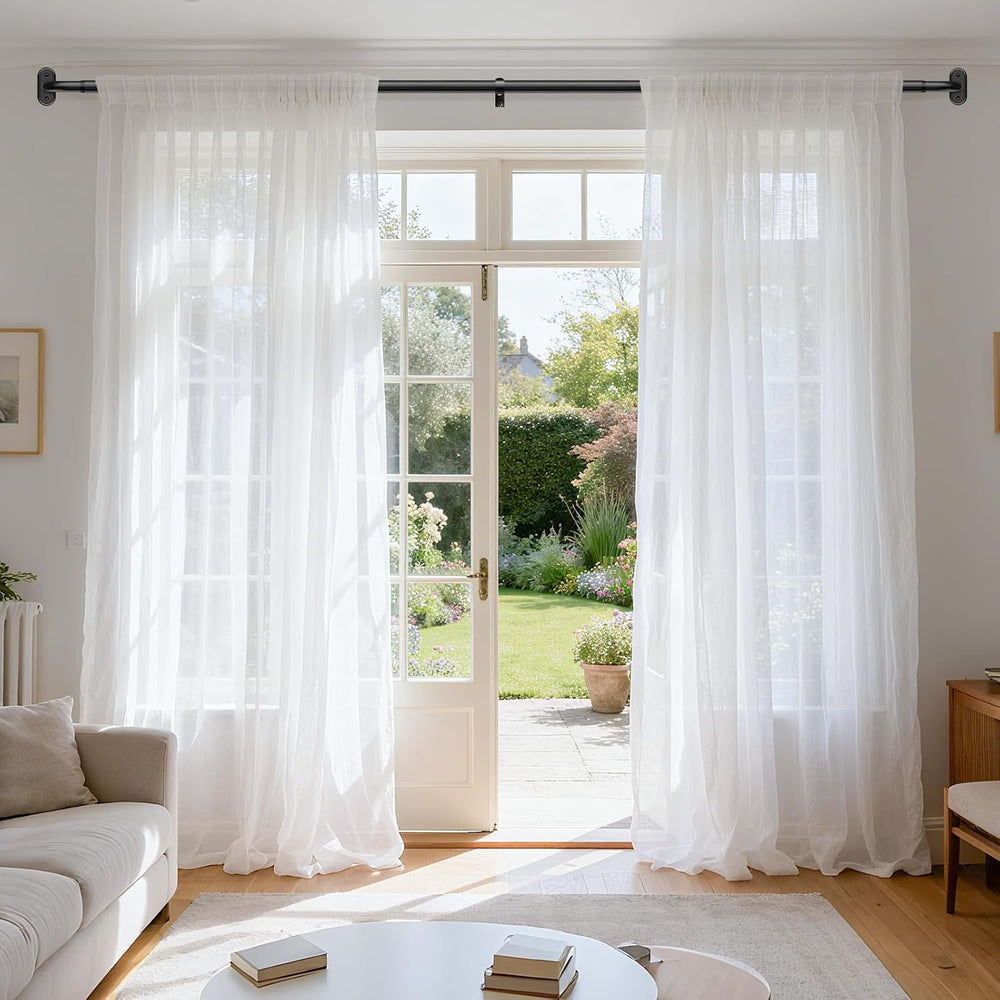 Curtain Rod 36-120 Inch, Black Heavy Duty Curtain Rods for Windows