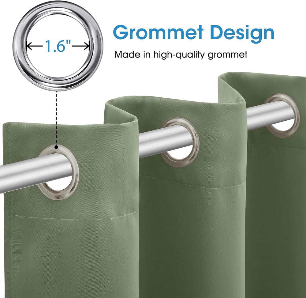 HOMEIDEAS Sage Green Blackout Curtains for Bedroom 52 X 84 Inch Length 2 Pane...
