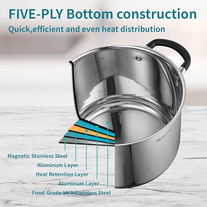 SLOTTET Stainless Steel 8 Quart Stock Pot - Image 4